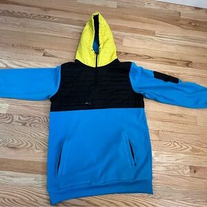Neff Blue and Black Hoodie with Bright Yellow Hood